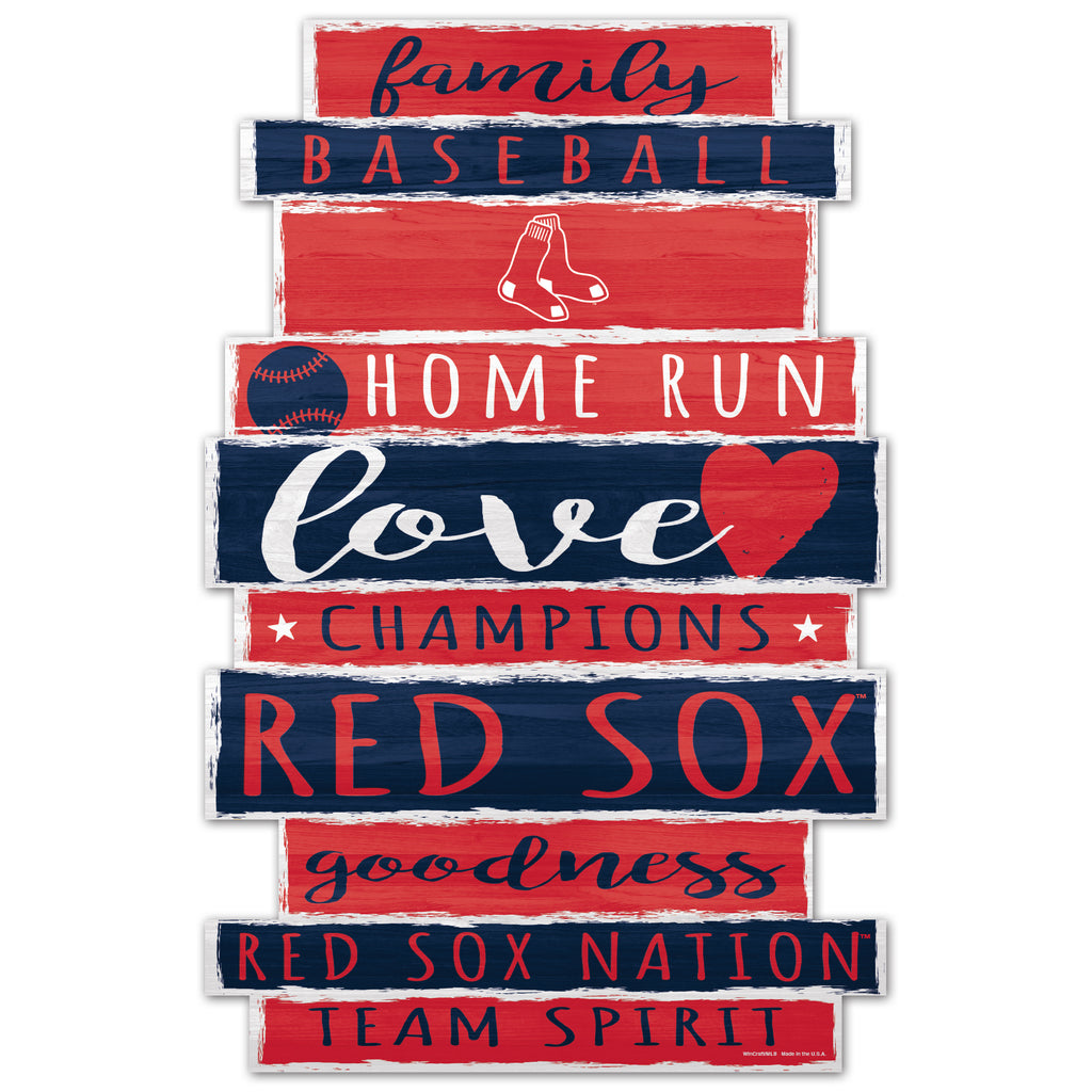 Boston Red Sox Sign 11x17 Wood Family Word - WinCraft