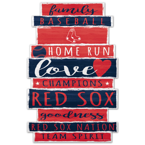 Boston Red Sox Sign 11x17 Wood Family Word - WinCraft