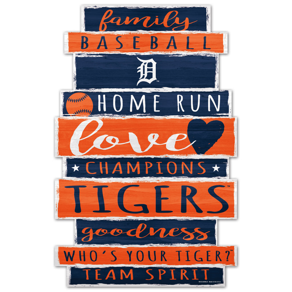 Detroit Tigers Sign 11x17 Wood Family Word - WinCraft