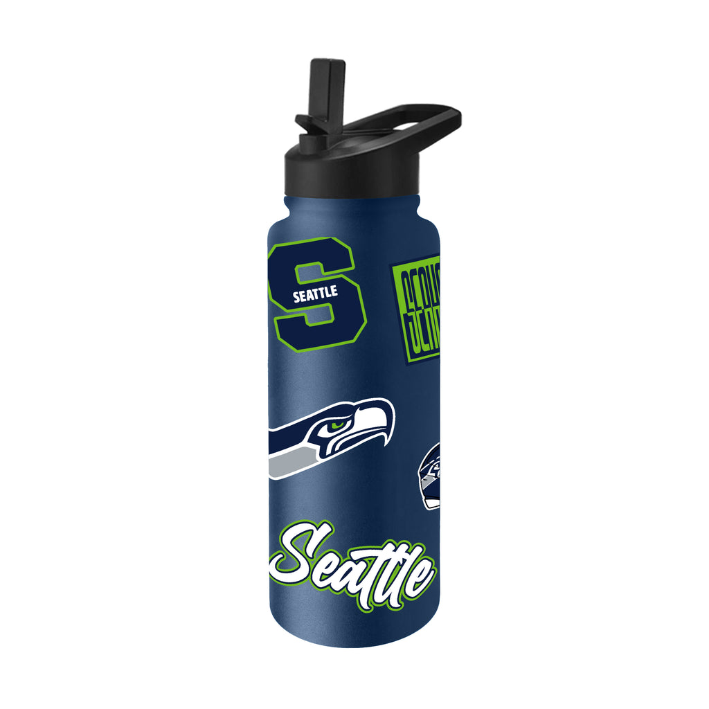 Seattle Seahawks Quencher Bottle 34oz Stainless Steel Dreamweave - Logo Brands
