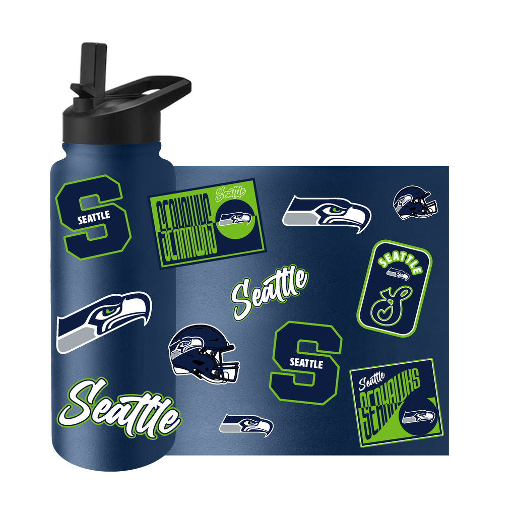 Seattle Seahawks Quencher Bottle 34oz Stainless Steel Dreamweave - Logo Brands