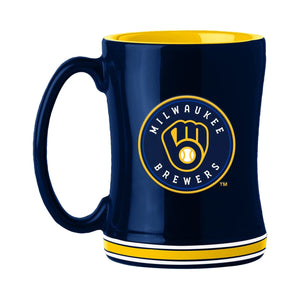 Milwaukee Brewers Coffee Mug 14oz Sculpted Relief Team Color - Logo Brands