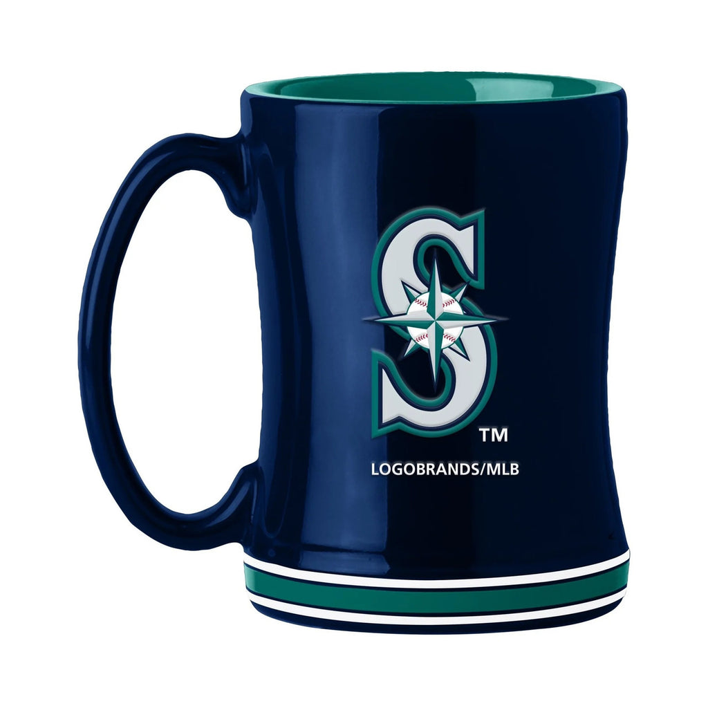 Seattle Mariners Coffee Mug 14oz Sculpted Relief Team Color - Logo Brands