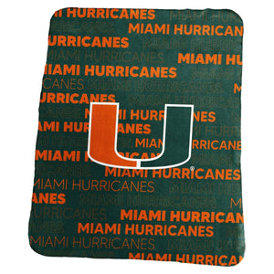 Miami Hurricanes Blanket 50x60 Fleece Classic - Logo Brands