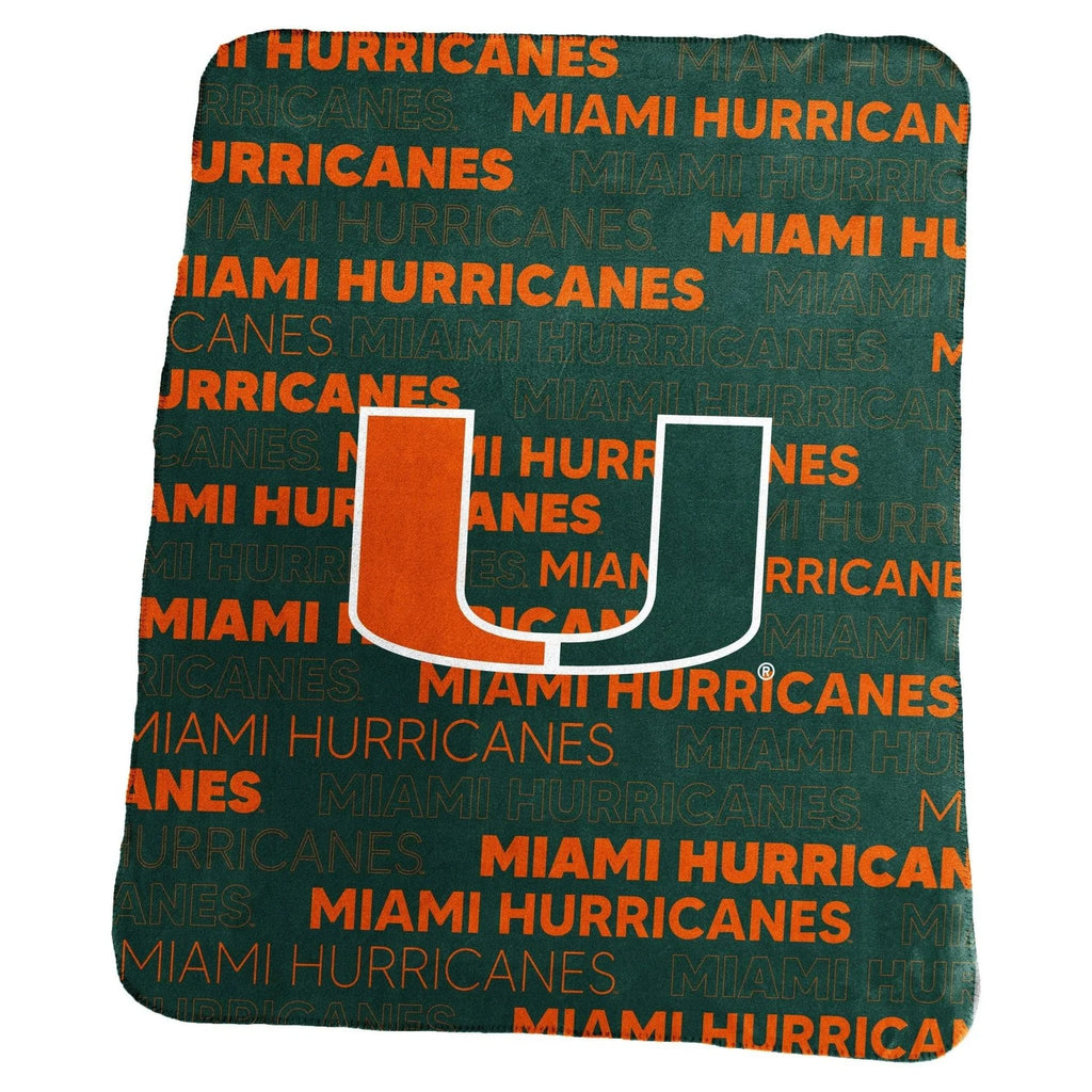 Miami Hurricanes Blanket 50x60 Fleece Classic - Logo Brands