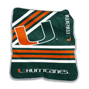 Miami Hurricanes Blanket 50x60 Raschel Throw - Logo Brands