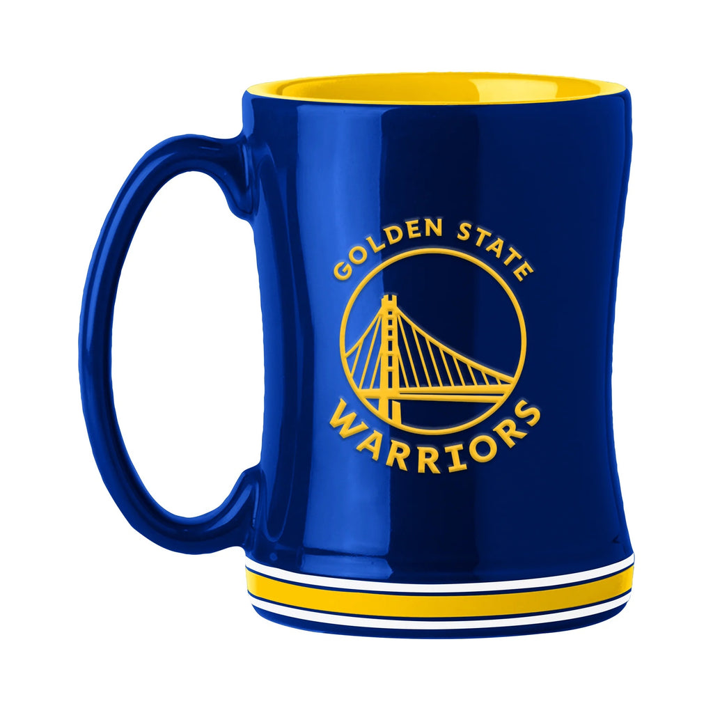 Golden State Warriors Coffee Mug 14oz Sculpted Relief Team Color - Logo Brands