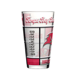 Tampa Bay Buccaneers Pint Glass 16oz Quilted Stained Boxed - Logo Brands