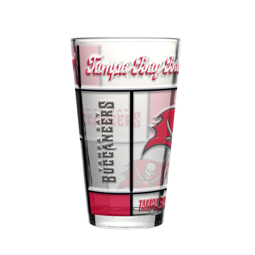 Tampa Bay Buccaneers Pint Glass 16oz Quilted Stained Boxed - Logo Brands
