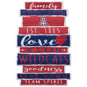 Arizona Wildcats Sign 11x17 Wood Family Word Design - WinCraft