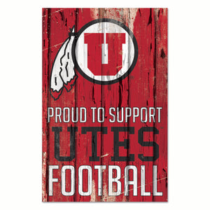 Utah Utes Sign 11x17 Wood Proud to Support Design - WinCraft
