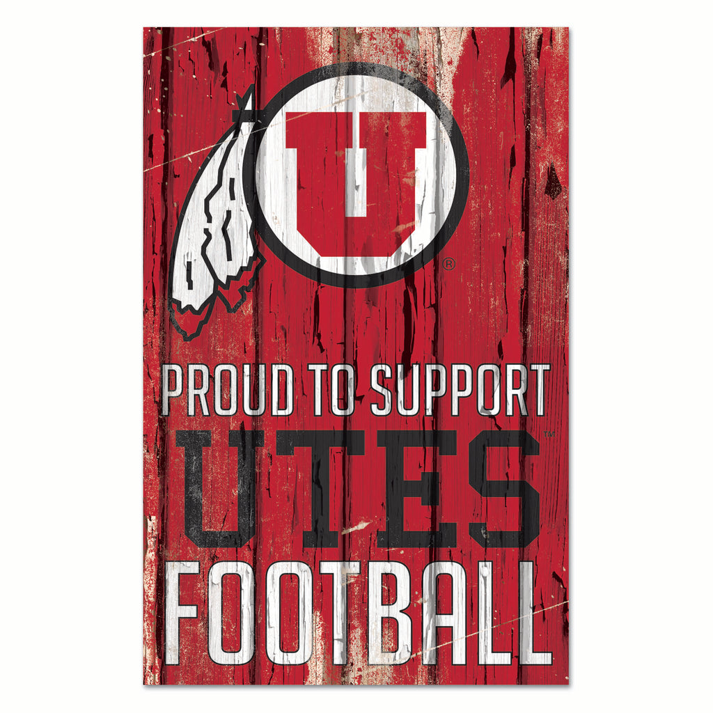 Utah Utes Sign 11x17 Wood Proud to Support Design - WinCraft