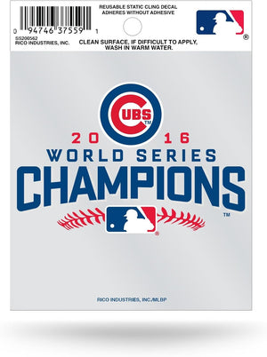 Chicago Cubs Small Static Cling 2016 World Series Champs -