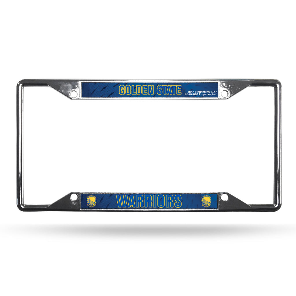 Golden State Warriors License Plate Frame Chrome EZ View - Special Order - Rico Industries