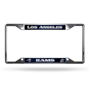 Los Angeles Rams License Plate Frame Chrome EZ View New - Rico Industries