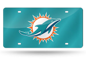 Miami Dolphins License Plate Laser Cut Light Teal - Rico Industries