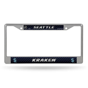 Seattle Kraken License Plate Frame Chrome Printed Insert - Rico Industries