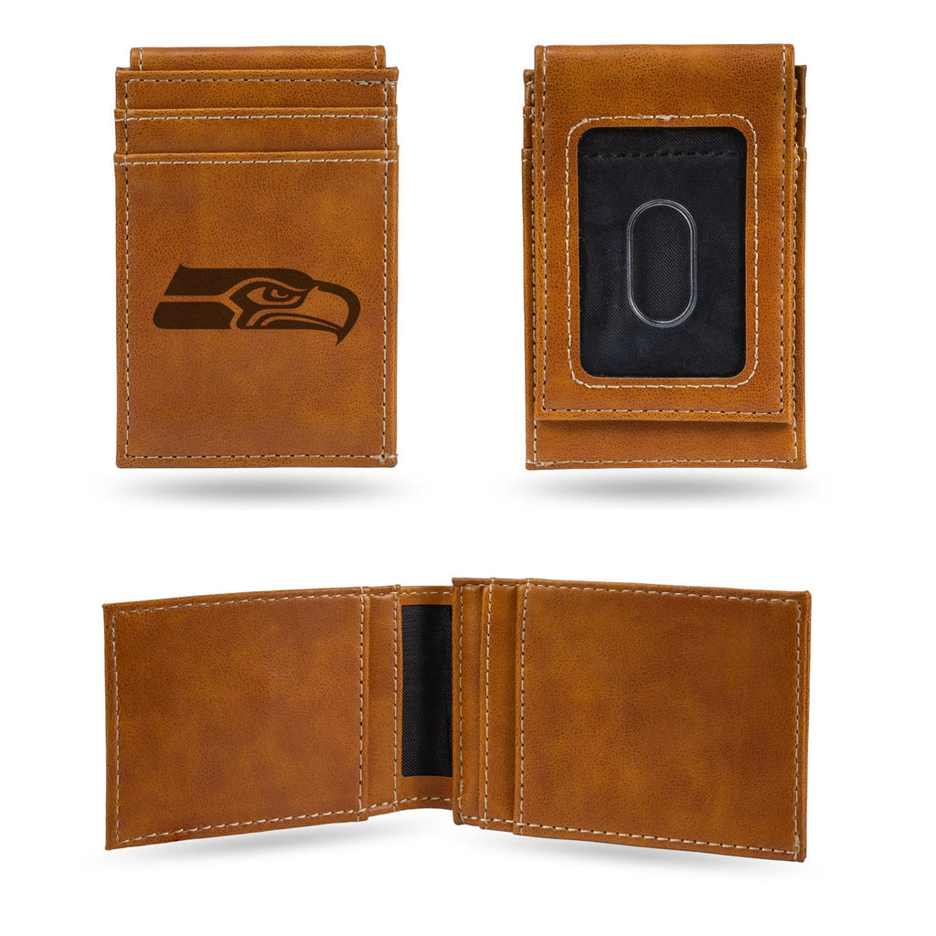 Seattle Seahawks Wallet Front Pocket Laser Engraved - Rico Industries