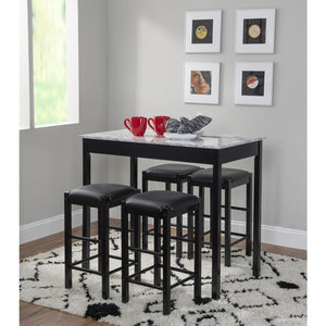 Lancer 3 Piece Tavern Set, Faux Black Marble - Linon