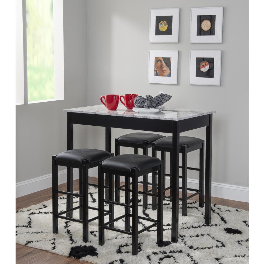 Lancer 3 Piece Tavern Set, Faux Black Marble - Linon