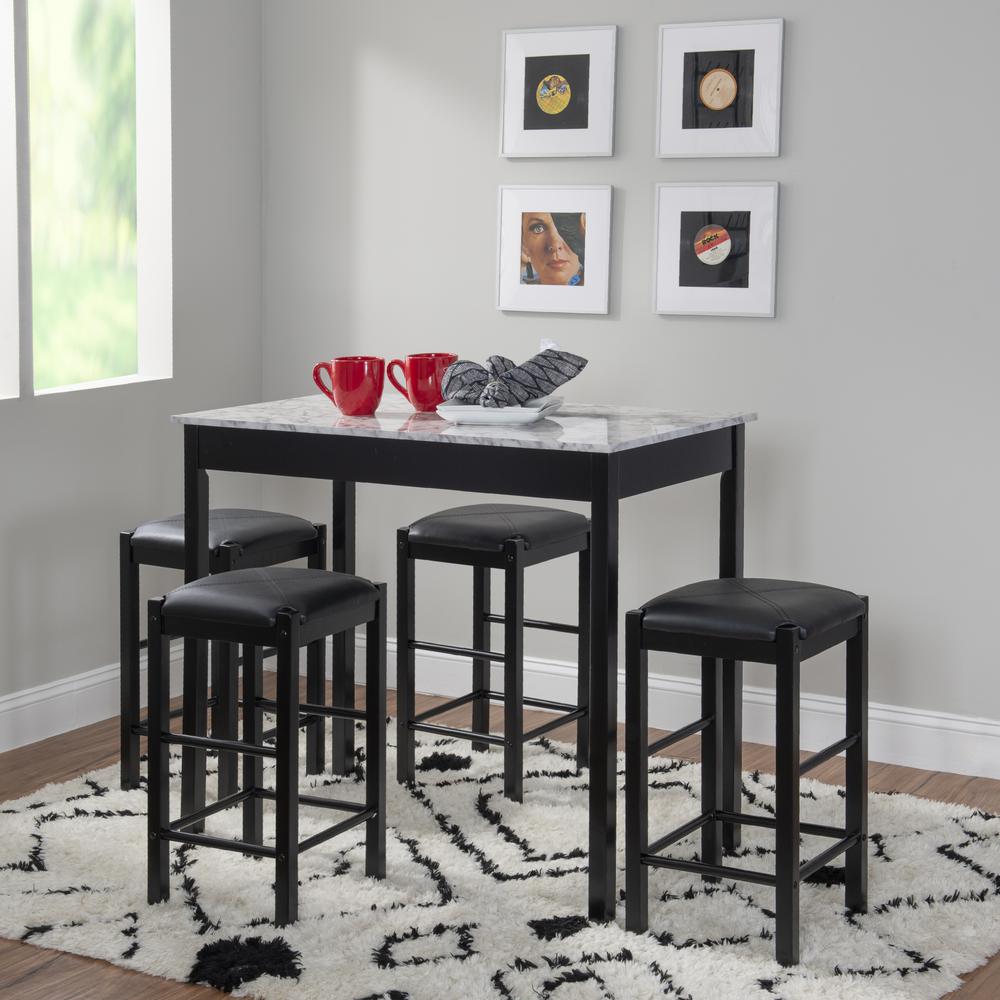 Lancer 3 Piece Tavern Set, Faux Black Marble - Linon
