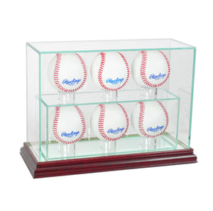 6 Upright Baseball Display Case with Cherry Moulding