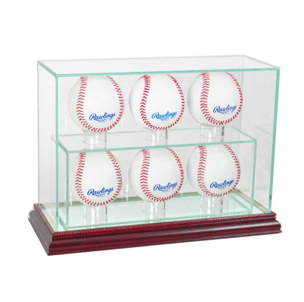 6 Upright Baseball Display Case with Cherry Moulding