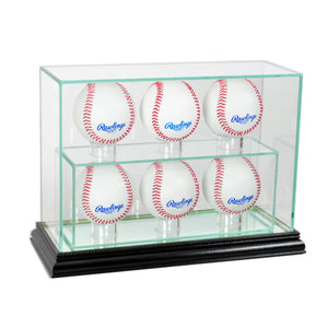 6 Upright Baseball Display Case with Black Moulding