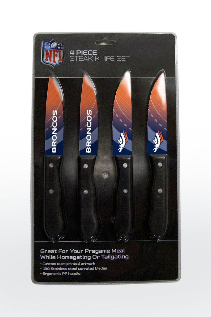 Denver Broncos Knife Set Steak 4 Pack - The Sports Vault