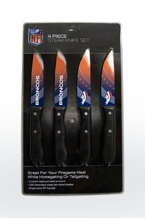 Denver Broncos Knife Set Steak 4 Pack - The Sports Vault