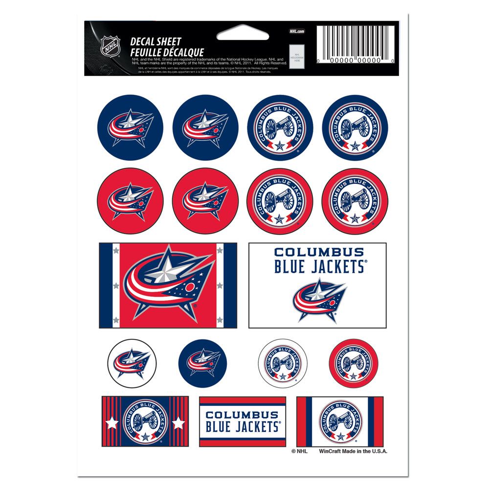 Columbus Blue Jackets Decal Sheet 5x7 Vinyl - WinCraft