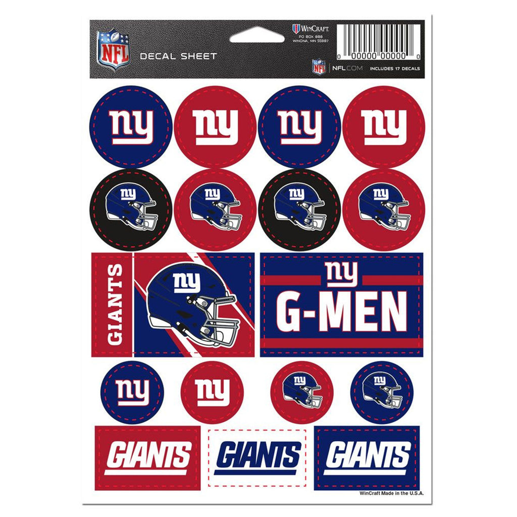 New York Giants Decal Sheet 5x7 Vinyl - WinCraft