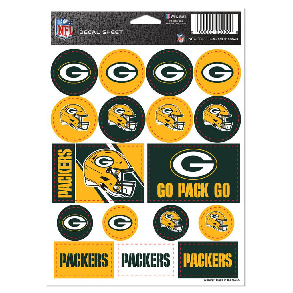 Green Bay Packers Decal Sheet 5x7 Vinyl - WinCraft