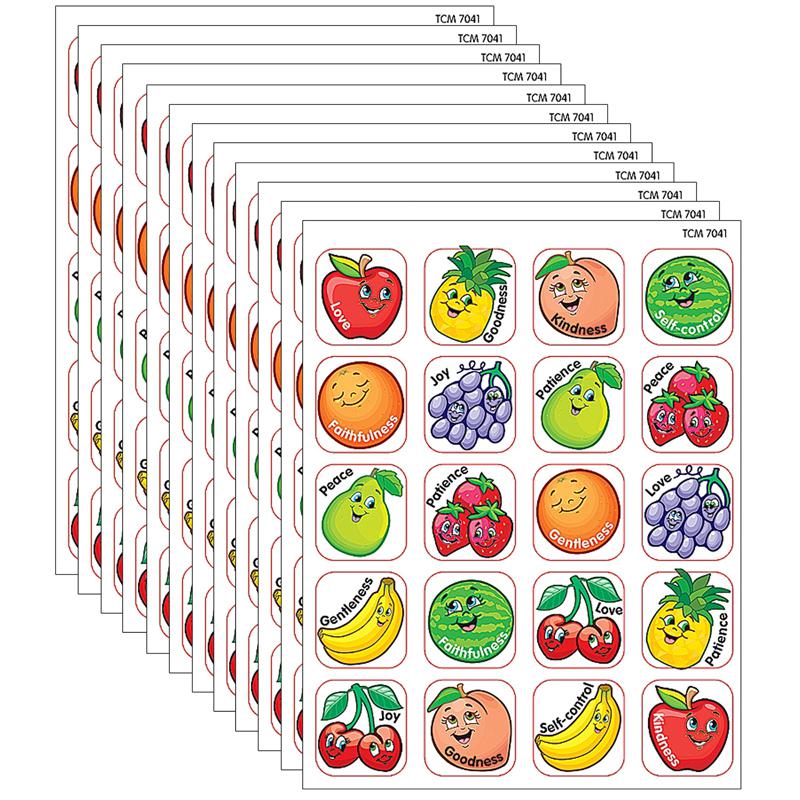 Fruit of the Spirit Stickers, 120 Per Pack, 12 Packs - Teacher Created Resources