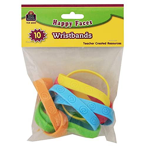 Happy Faces Wristbands, 10 Per Pack, 6 Packs - Teacher Created Resources