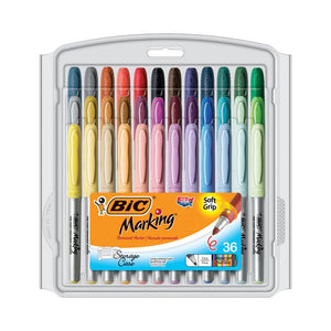 Bic Mark It Permanent Markers 36Pk, Fine Point Asstd Color - BIC