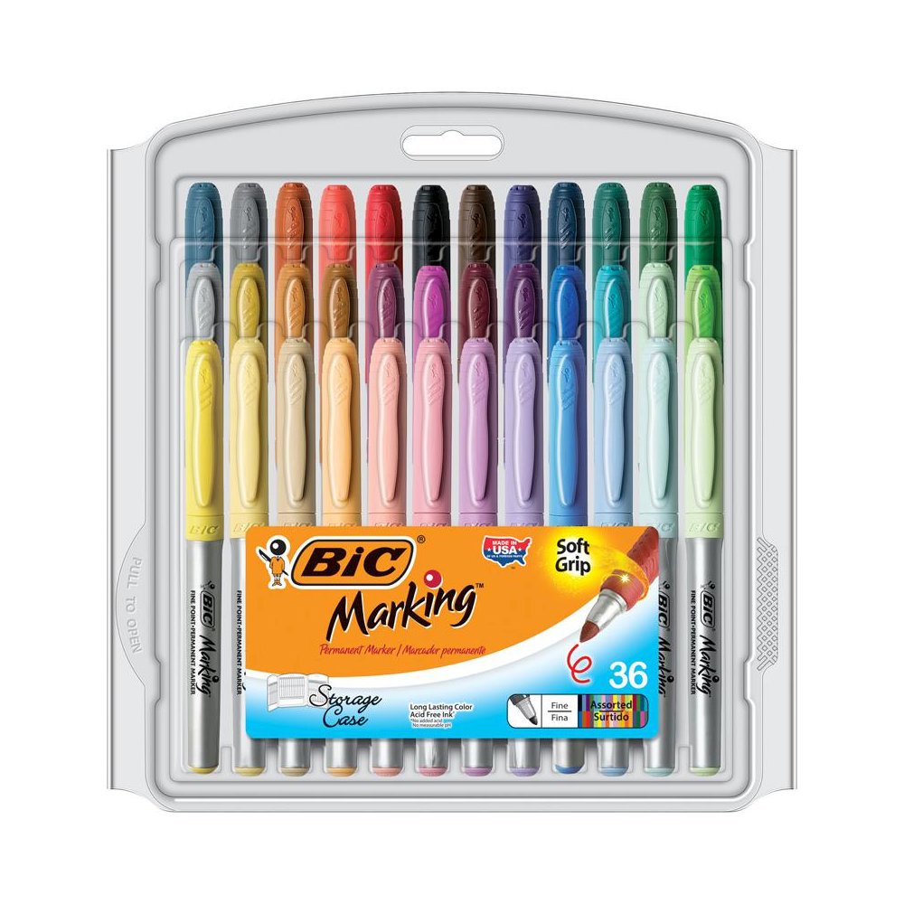 Bic Mark It Permanent Markers 36Pk, Fine Point Asstd Color - BIC