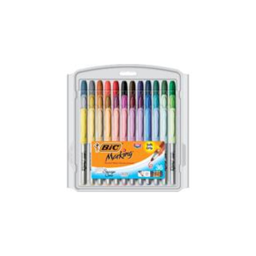 Bic Mark It Permanent Markers 36Pk, Fine Point Asstd Color - BIC