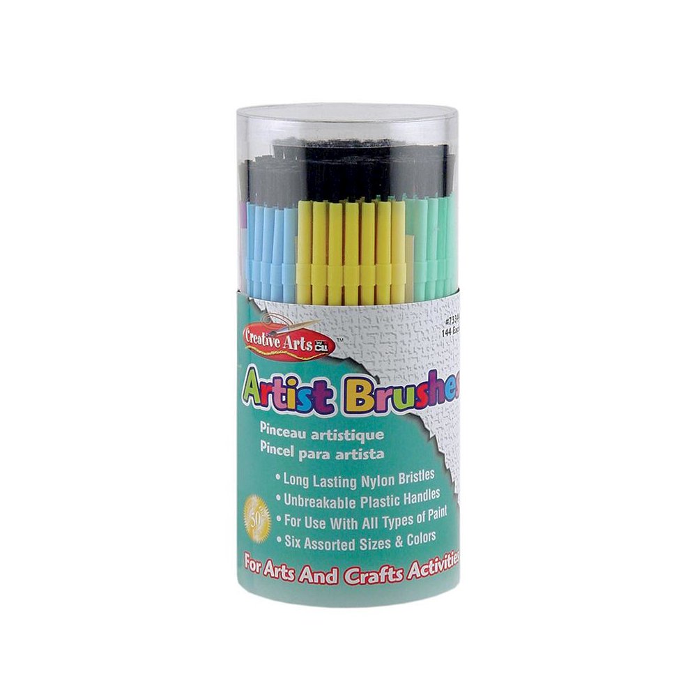Brushes Artist Plastic Asst Clrs, 144 Tub - Charles Leonard