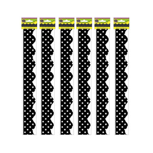 Black Mini Polka Dots Border Trim, 35 Feet Per Pack, 6 Packs - Teacher Created Resources