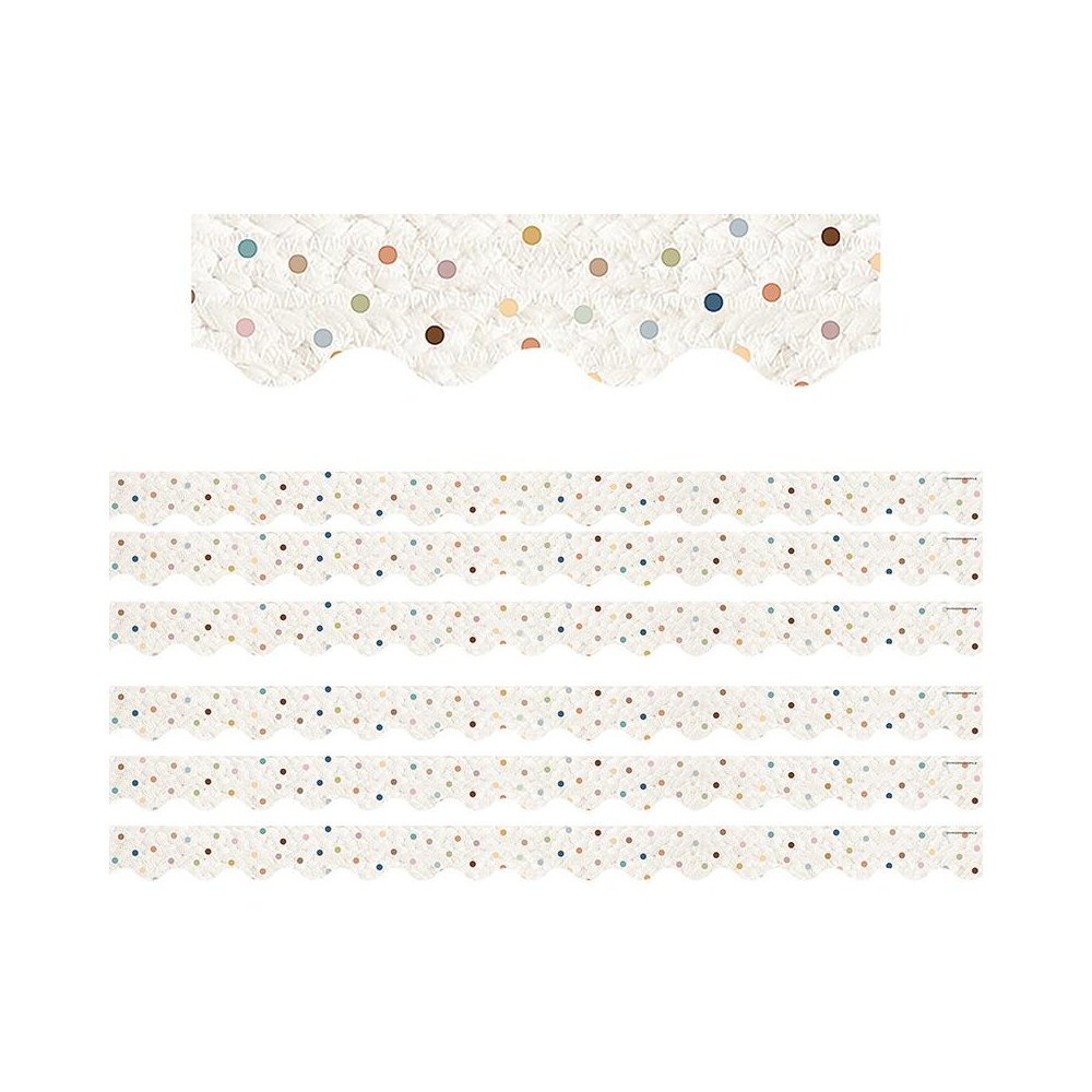 Everyone is Welcome Dots Scalloped Border Trim, 35 Feet Per Pack, 6 Packs - Teacher Created Resources