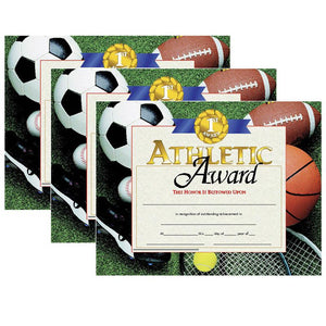 Athletic Award Certificates, 30 Per Pack, 3 Packs - Hayes Publishing