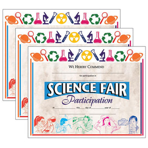 Science Fair Participation Award, 8.5'' x 11'', 30 Per Pack, 3 Packs - Hayes Publishing