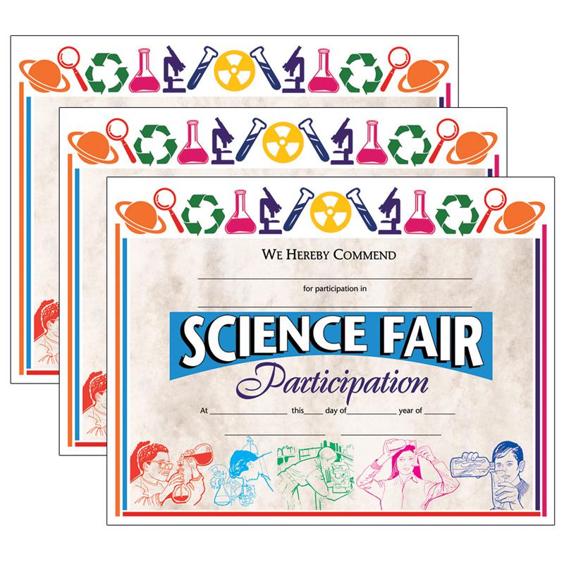 Science Fair Participation Award, 8.5'' x 11'', 30 Per Pack, 3 Packs - Hayes Publishing
