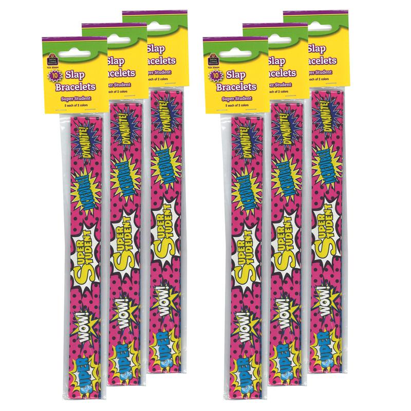 Superhero Super Student Slap Bracelets, 10 Per Pack, 6 Packs - Teacher Created Resources