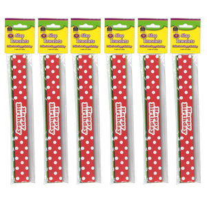 Polka Dots Happy Birthday Slap Bracelets, 10 Per Pack, 6 Packs - Teacher Created Resources
