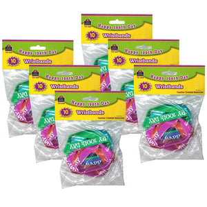 Happy 100th Day Wristband Pack, 10 Per Pack, 6 Packs - Teacher Created Resources