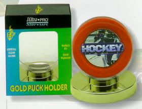 Hockey Puck Holder - Gold Base - Ultra Pro