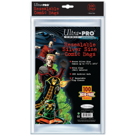 Comic Bags - Silver Size - Resealable (100 per pack) - Ultra Pro
