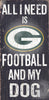 Green Bay Packers Wood Sign - Football and Dog 6''x12'' - Fan Creations